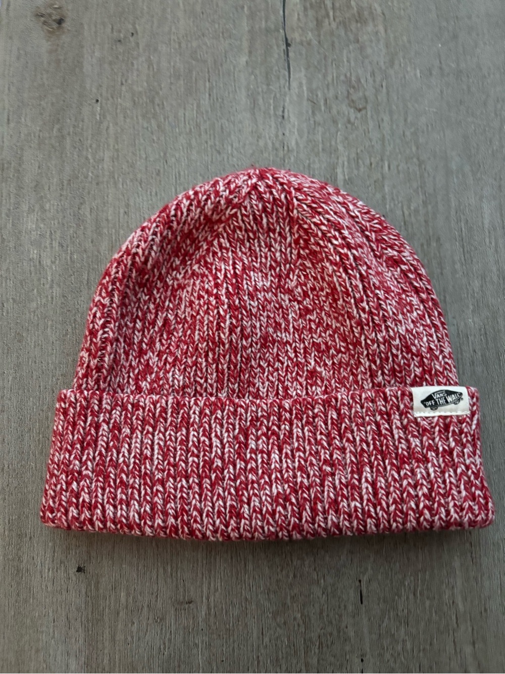Vans Red & White Marled Knit Cuffed Beanie Unisex One Size